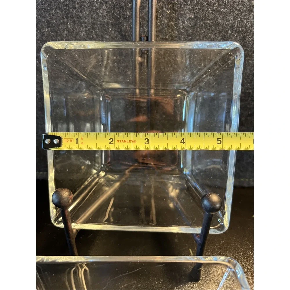 Pair Clear Glass Square Bowl Candy‎ Dish Dessert Trinket Holder